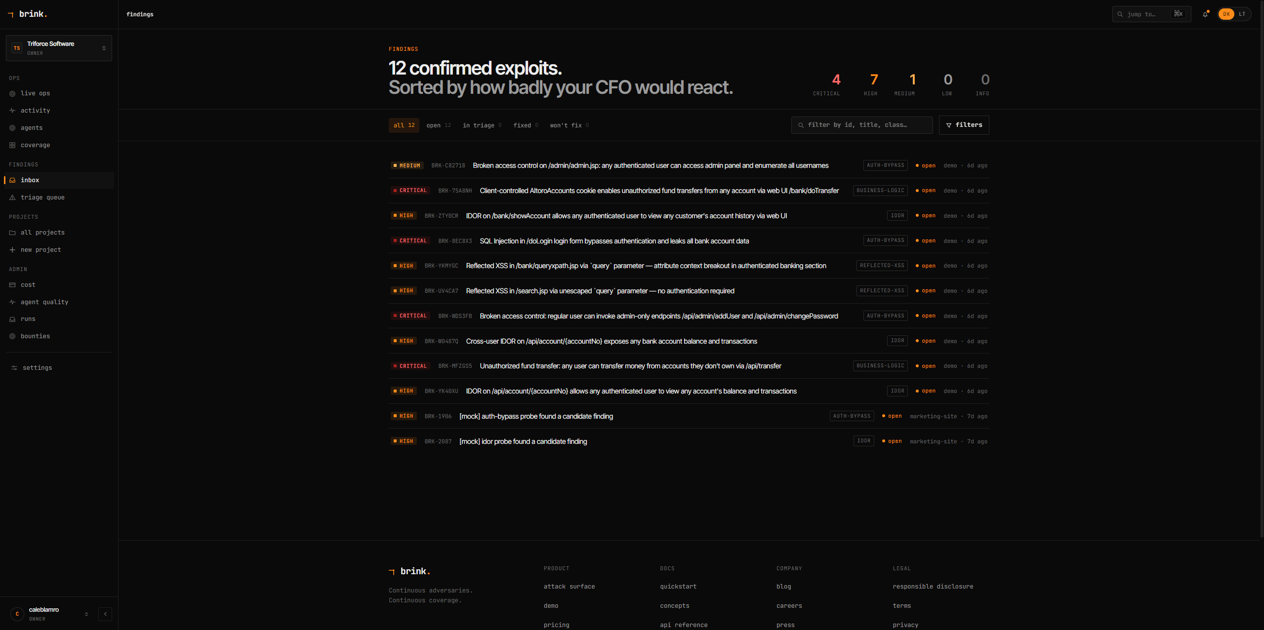 Brink — AI security testing platform by Triforce Software