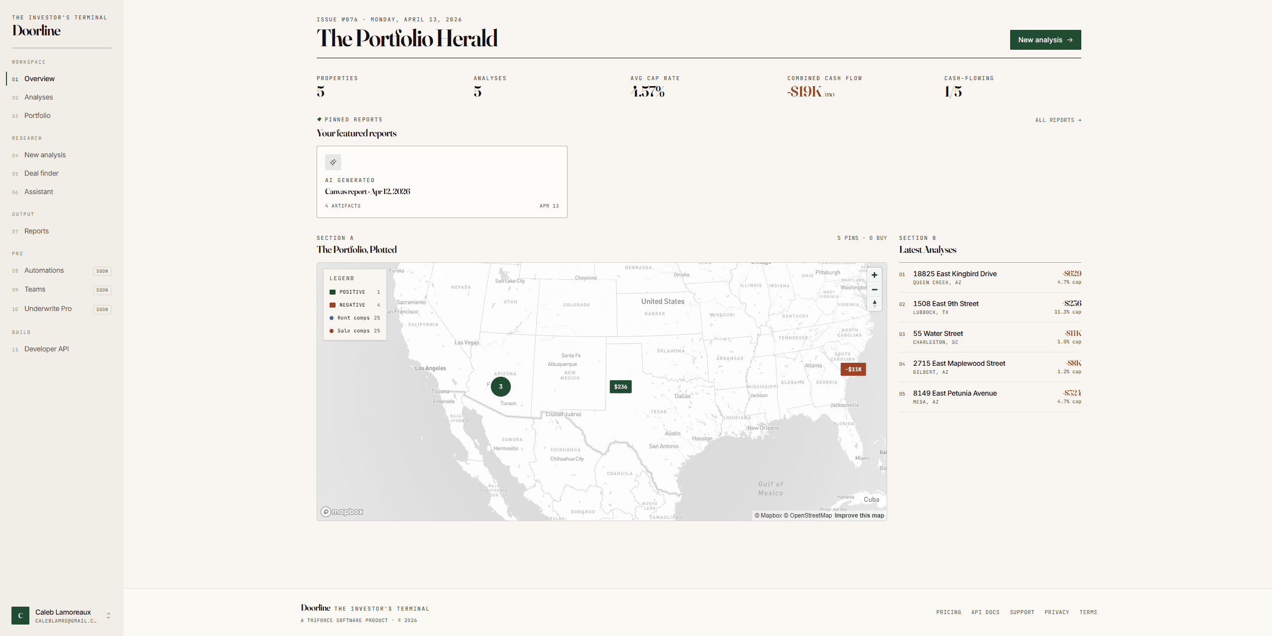 Doorline — AI rental property analysis platform by Triforce Software
